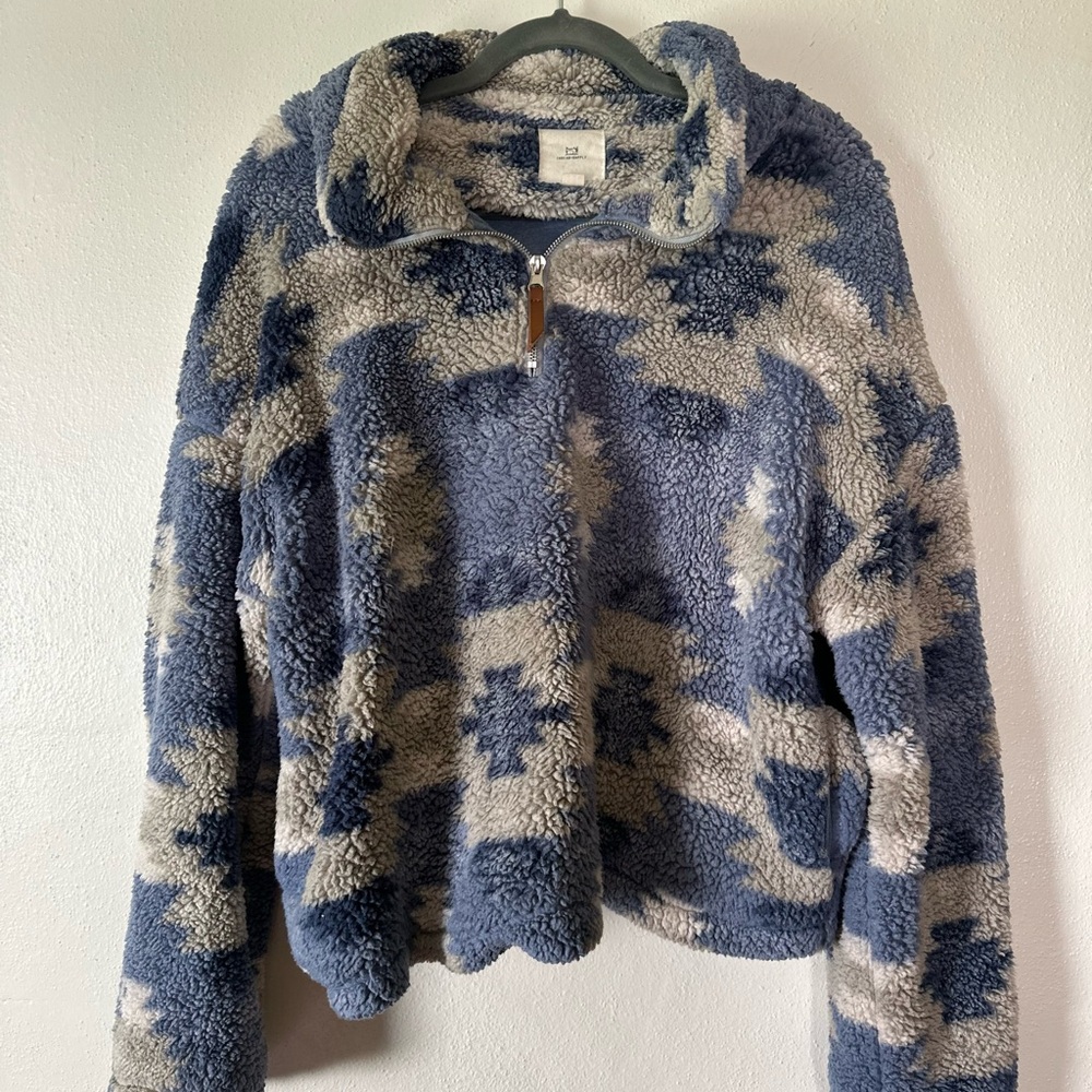 Cozy Blue and Cream Sherpa Jacket